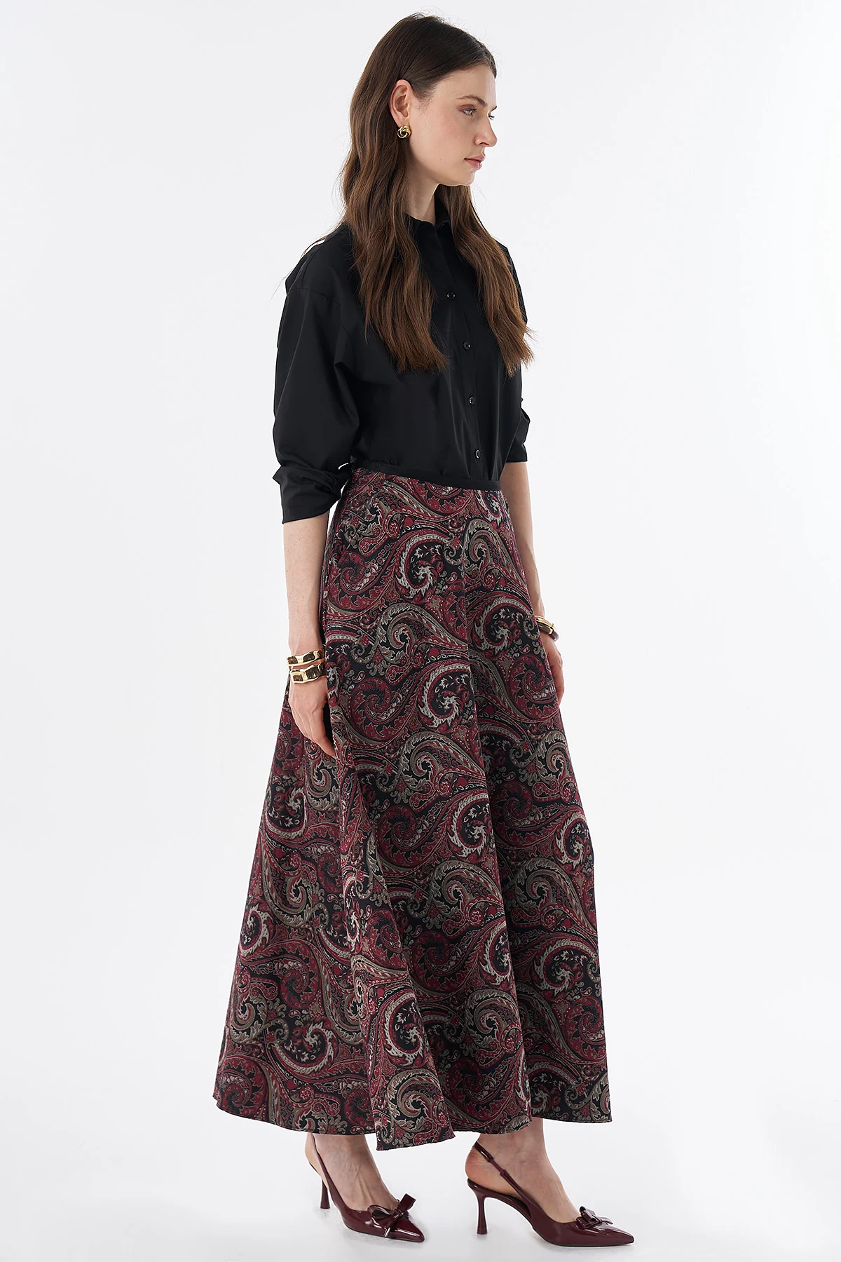 Ethnic Pattern Skirt Red