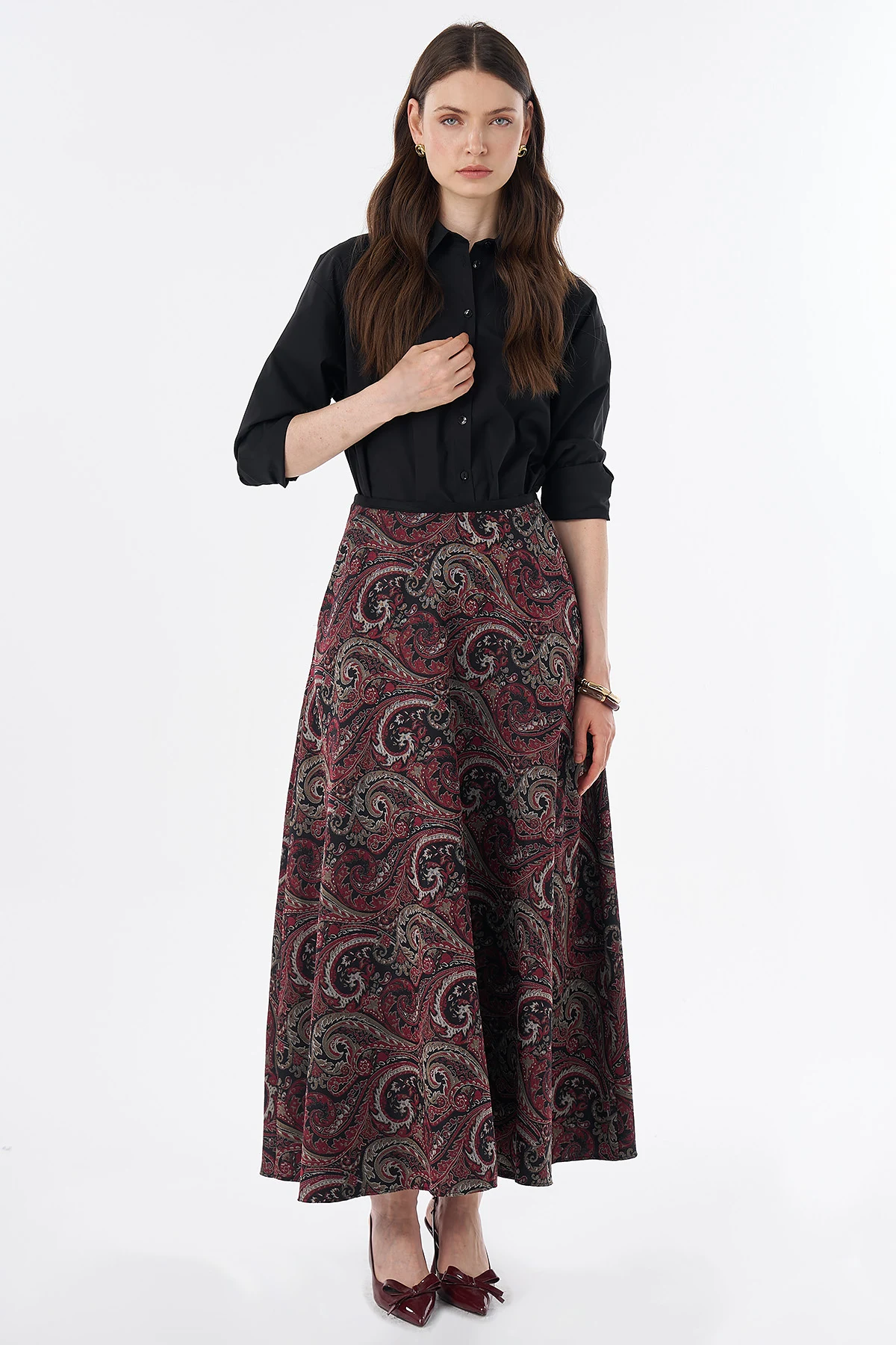 Ethnic Pattern Skirt Red