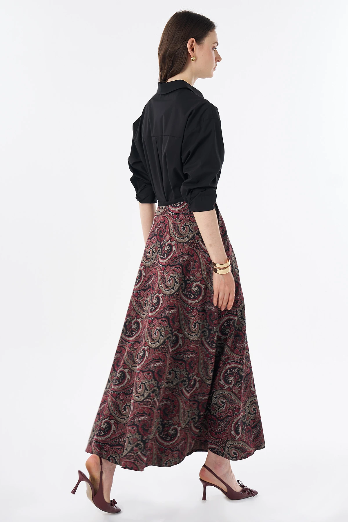 Ethnic Pattern Skirt Red