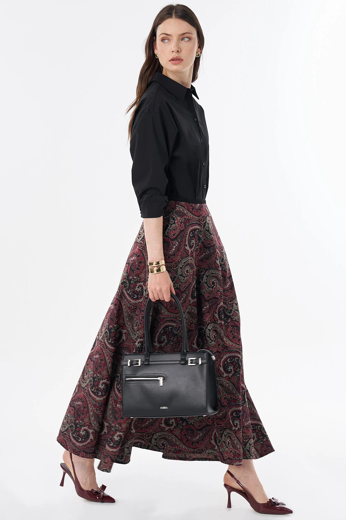 Ethnic Pattern Skirt Red