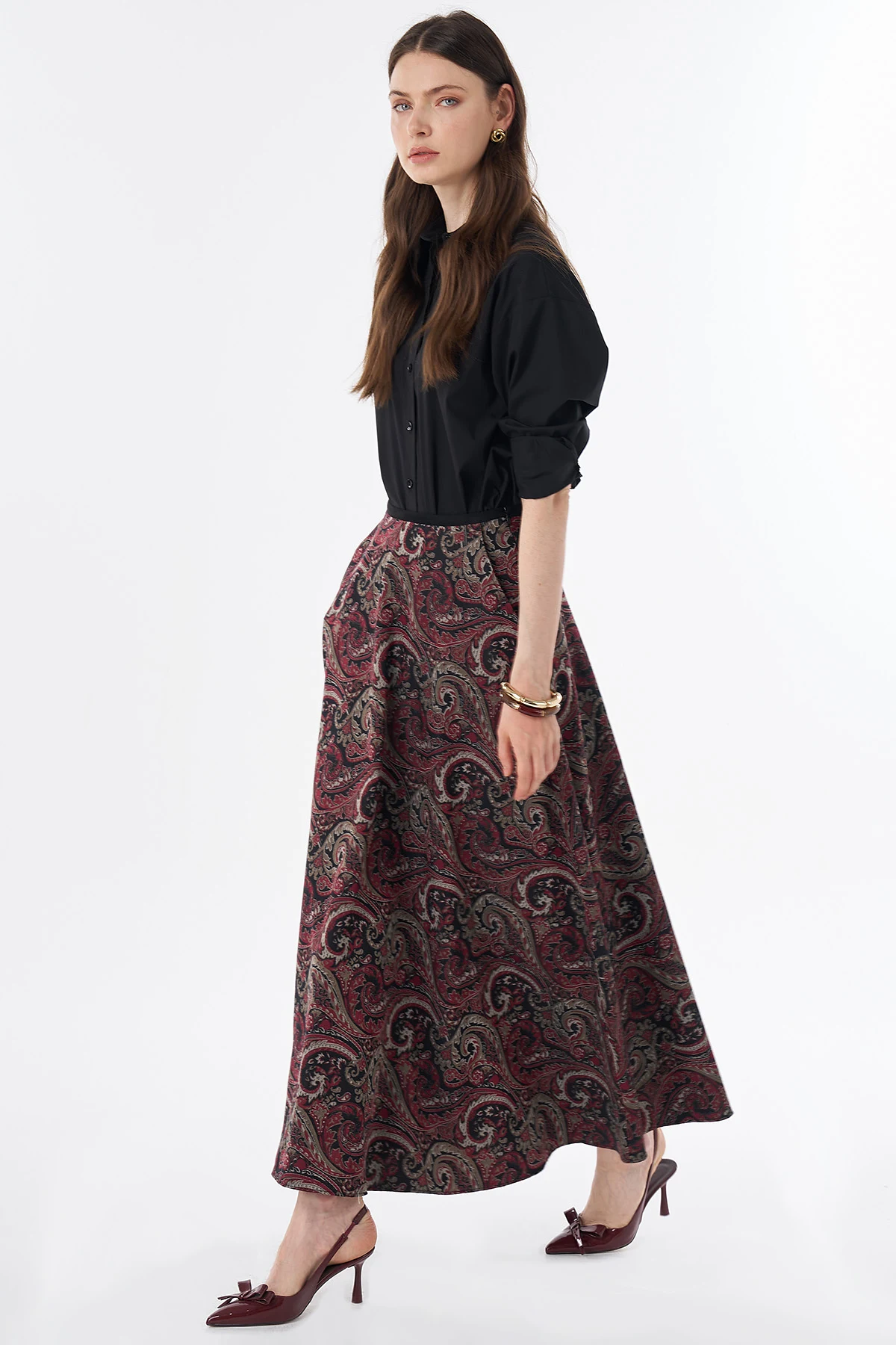 Ethnic Pattern Skirt Red