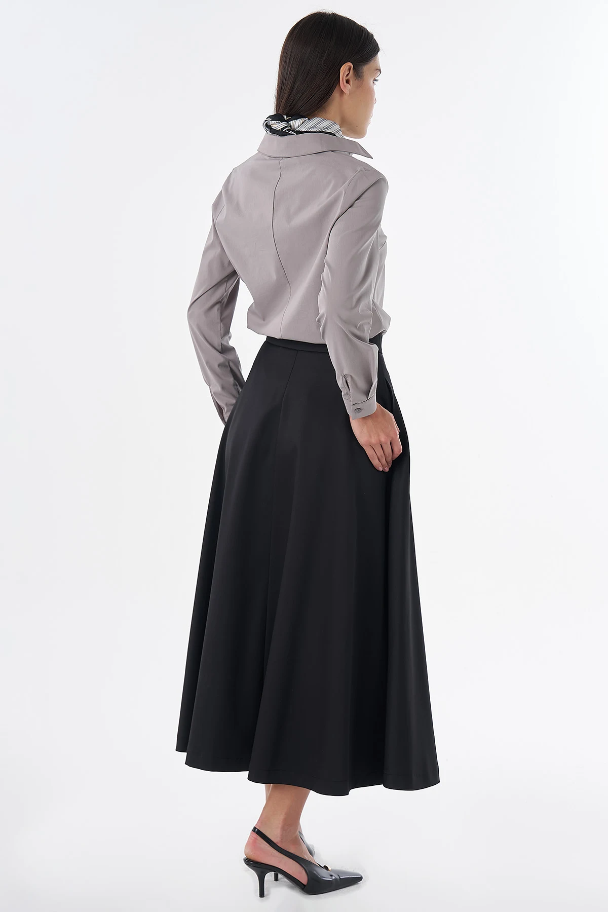High-Waisted Flared Skirt Black