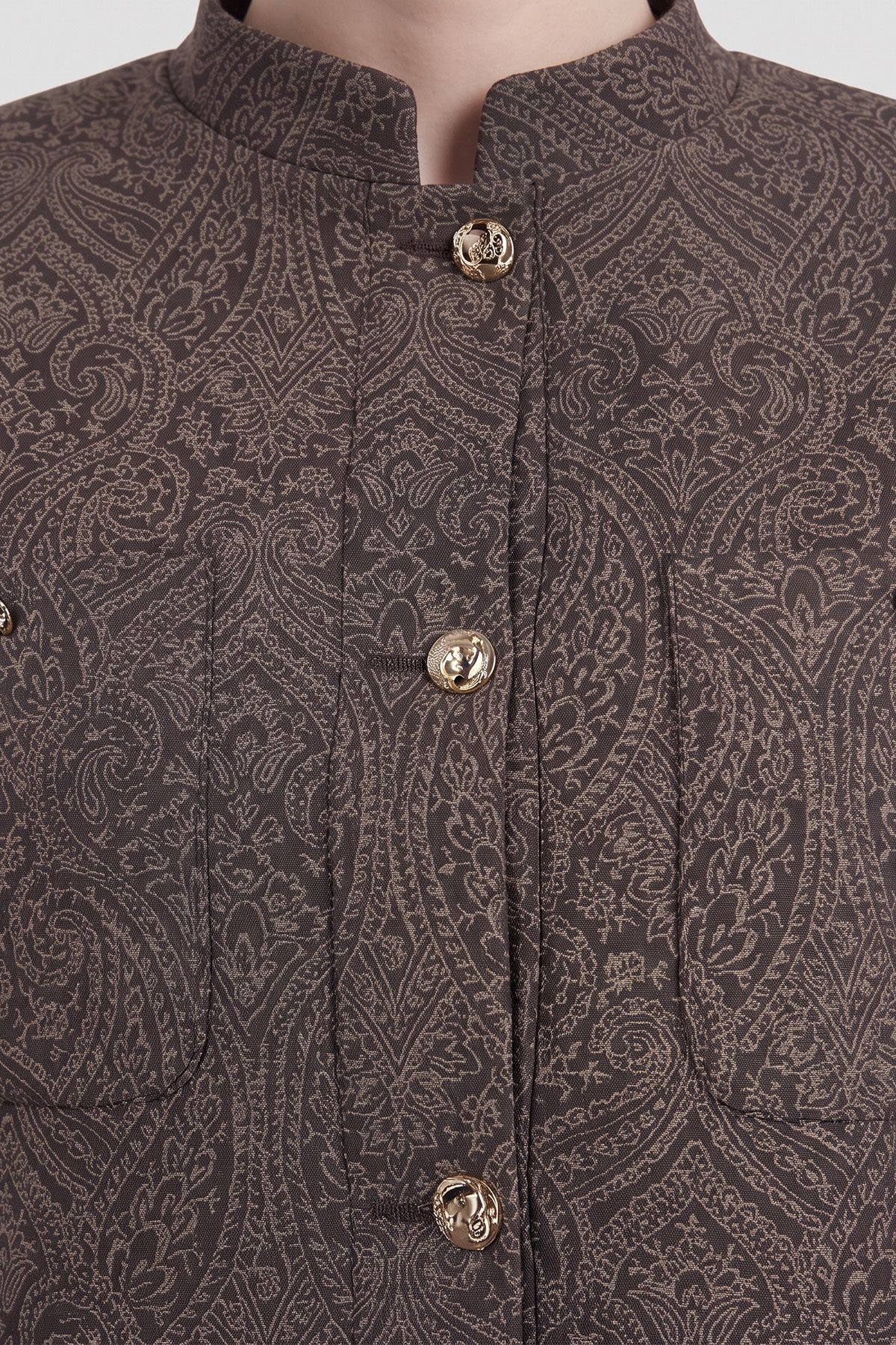 Scarf Pattern Skirt Set Brown