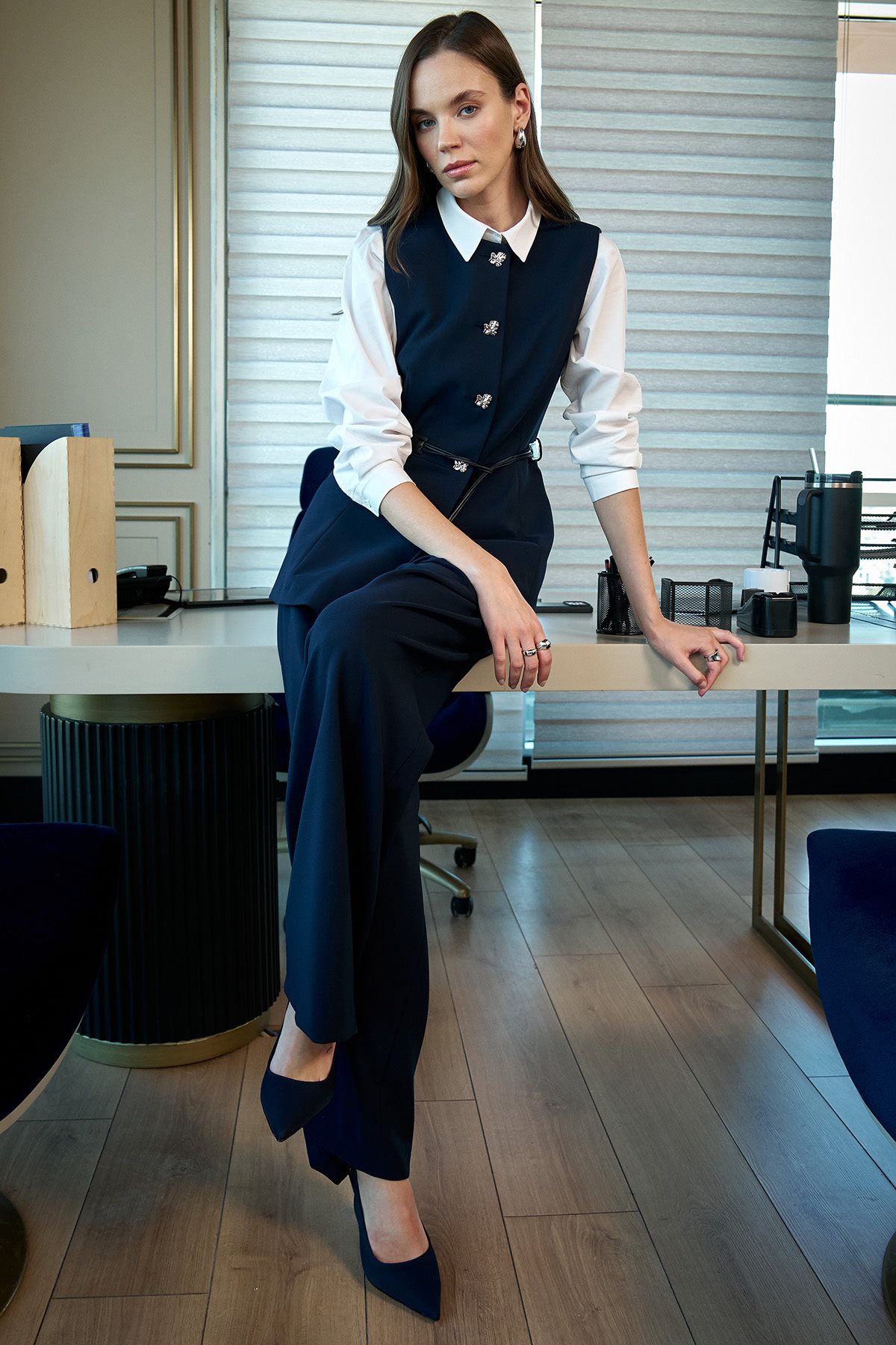 Vest and Trousers Two-Piece Set Navy