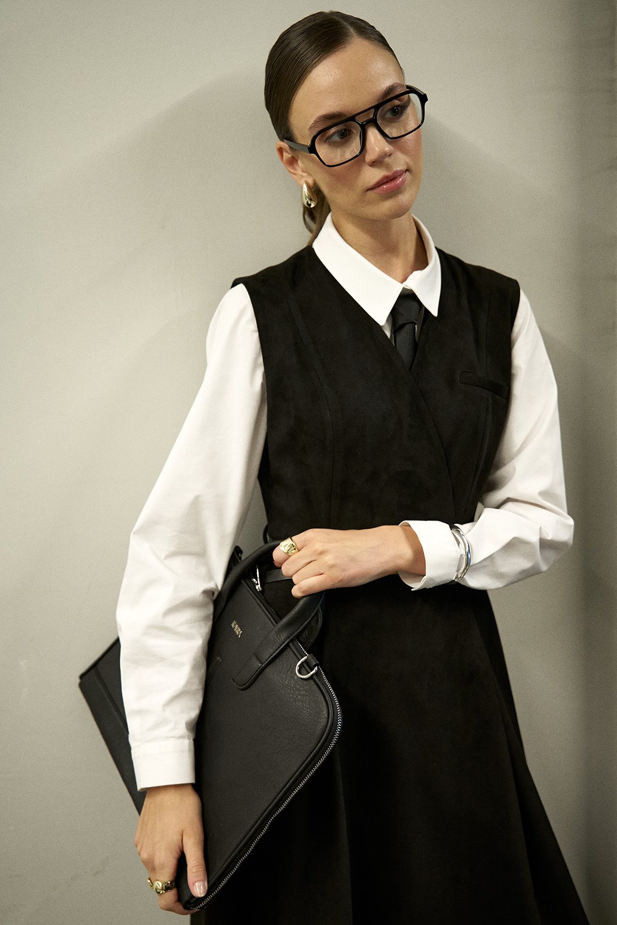 Shirt Collar Cotton Basic Blouse Optical White