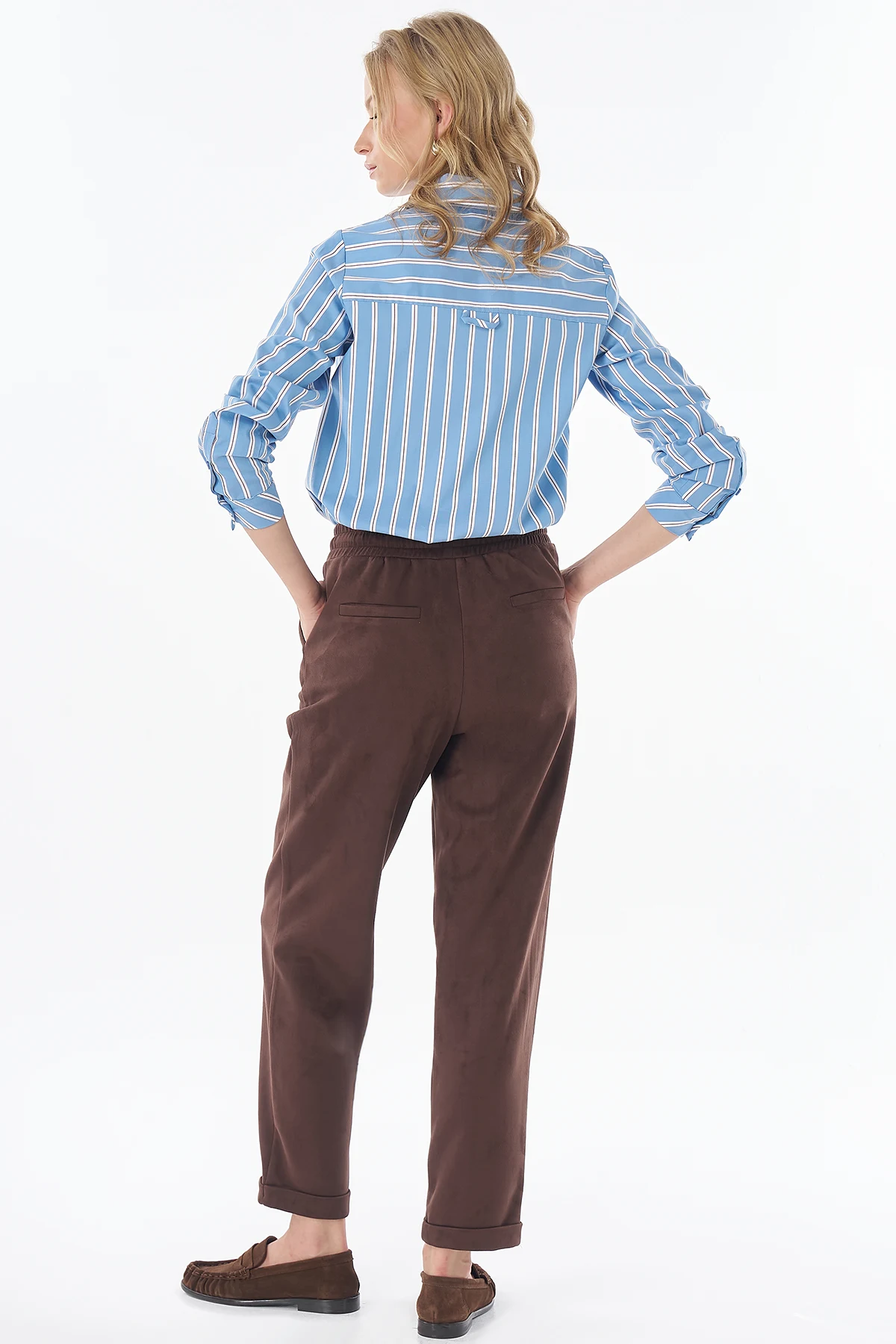 Bağcıklı Süet Pantolon Kahve