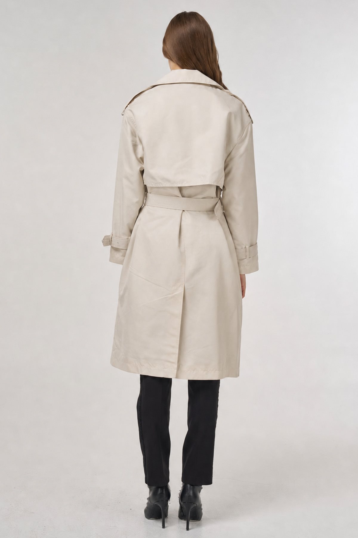 Epaulet Detailed Trench Coat Stone