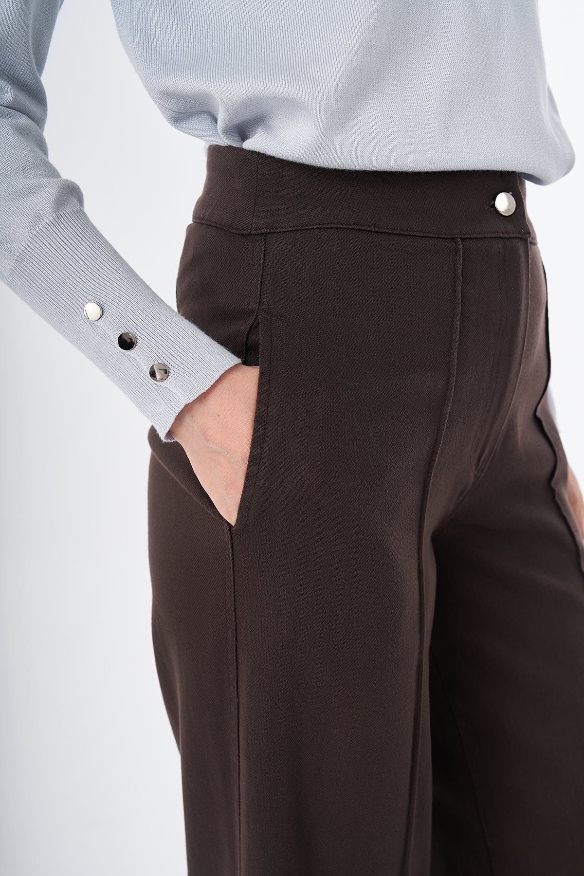 Geniş Paça Non Denim Pantolon Kahve
