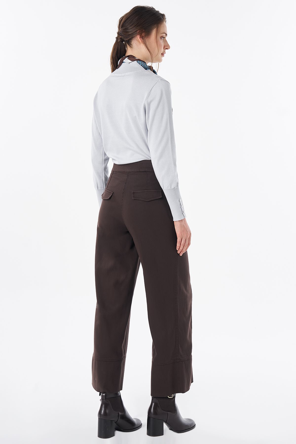 Geniş Paça Non Denim Pantolon Kahve