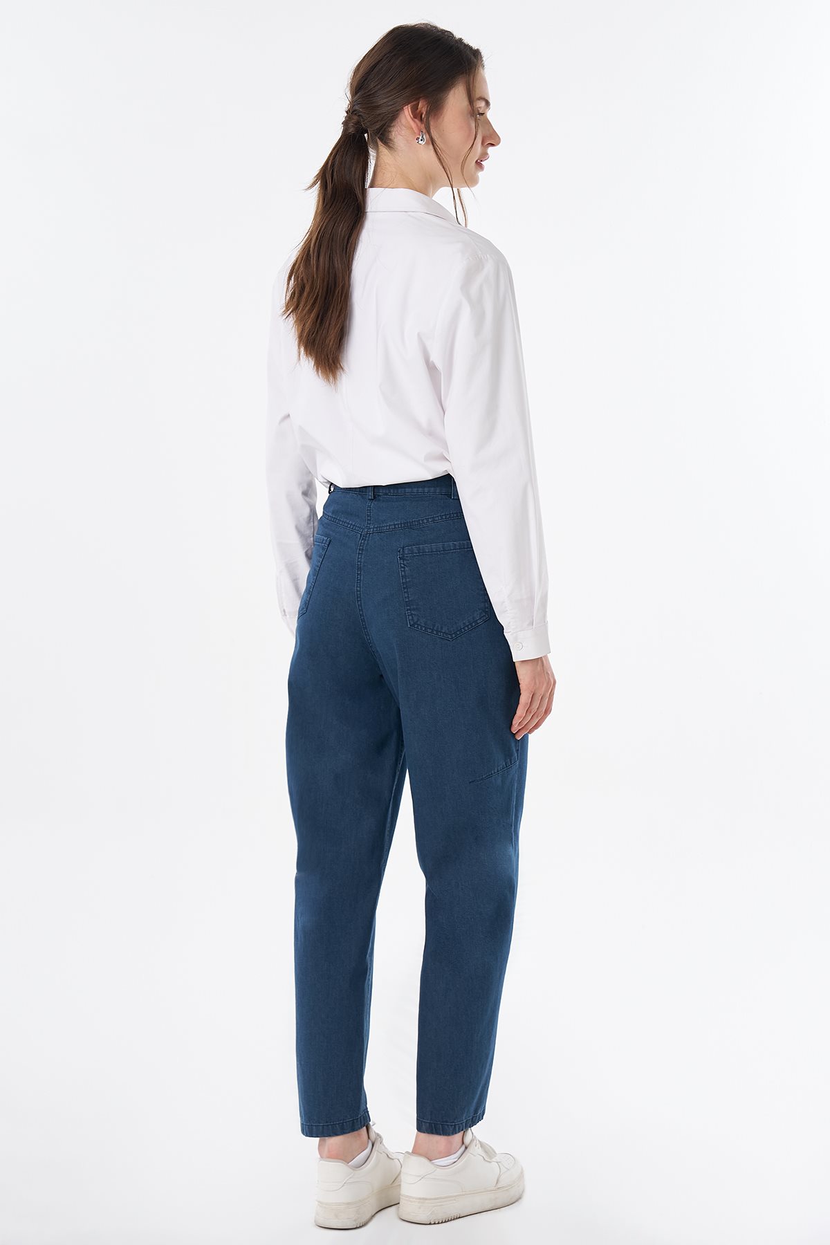 Yüksek Bel Denim Pantolon Lacivert