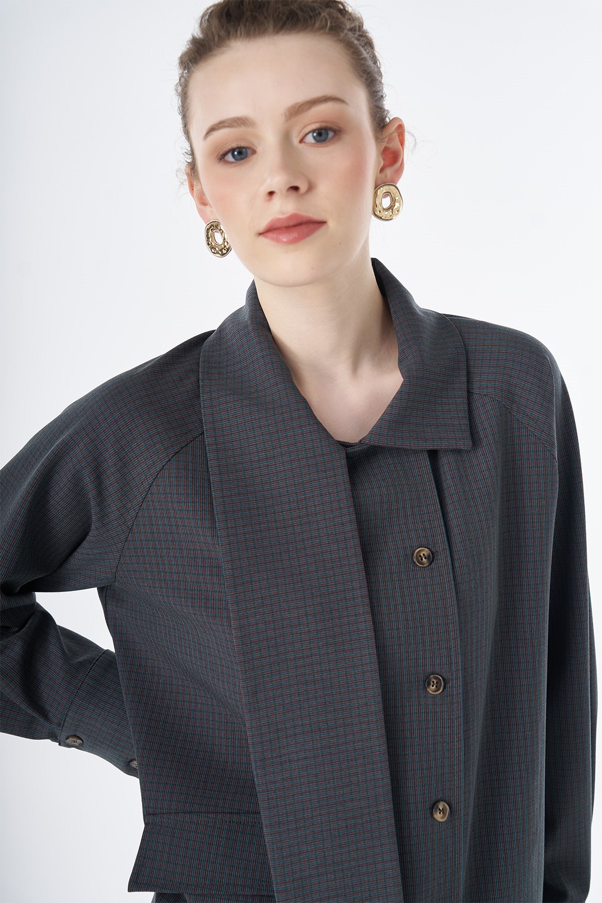 Plaid Pattern Tunic Petrol