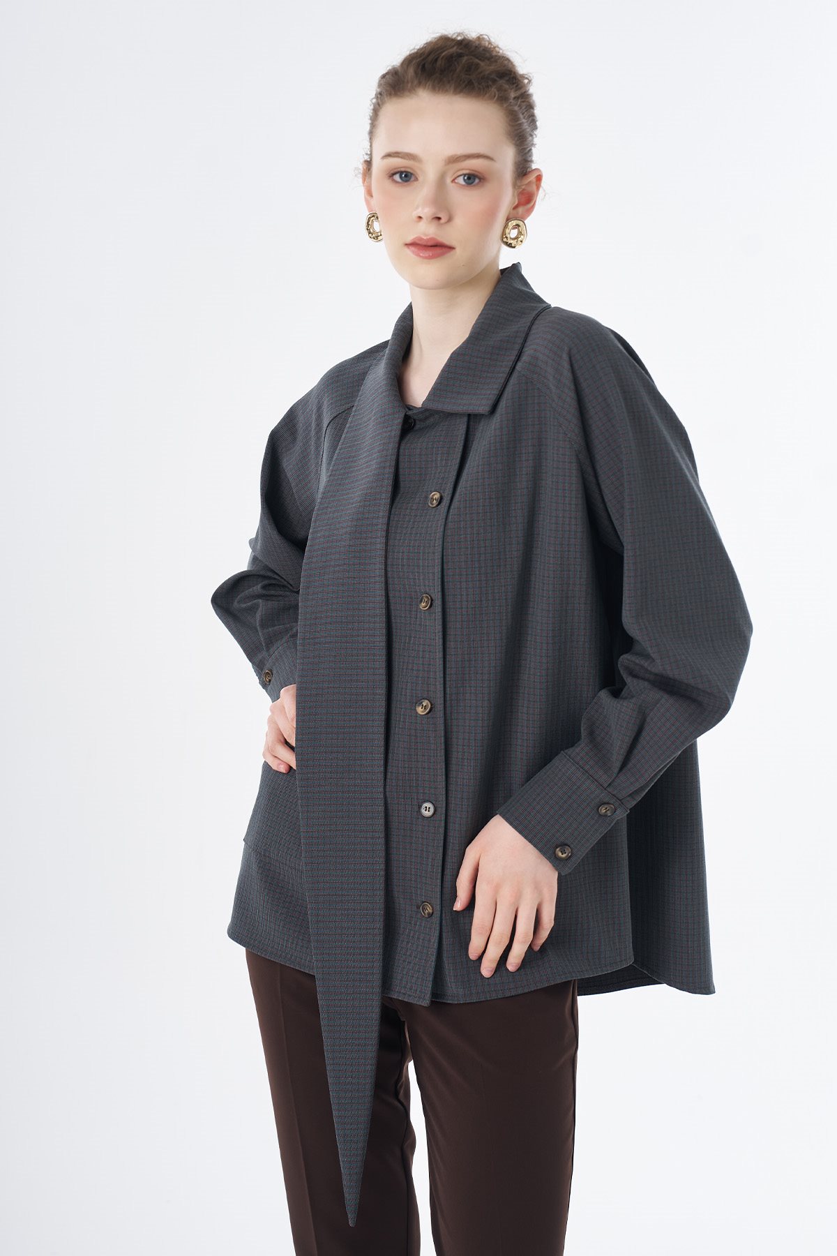 Plaid Pattern Tunic Petrol