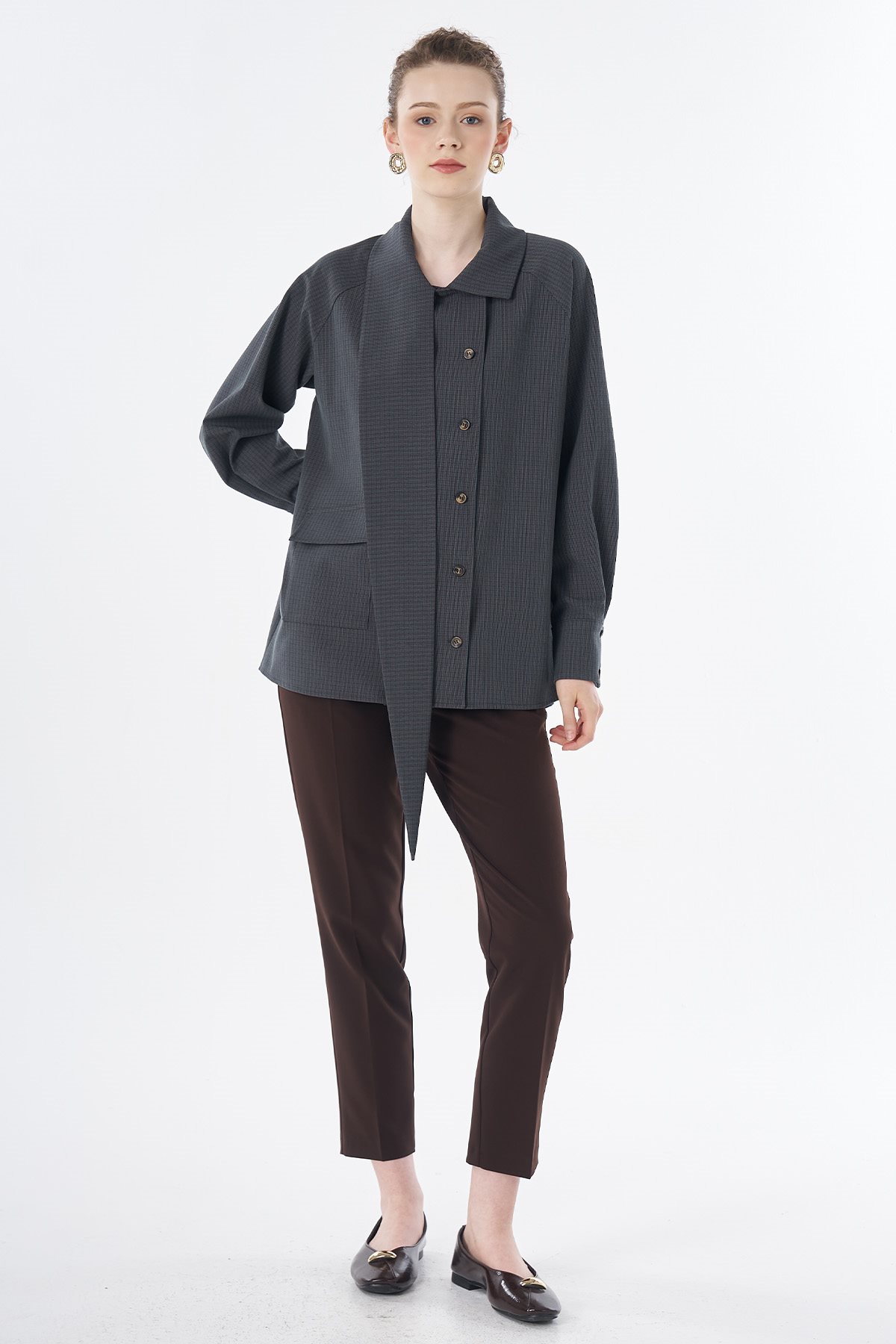 Plaid Pattern Tunic Petrol
