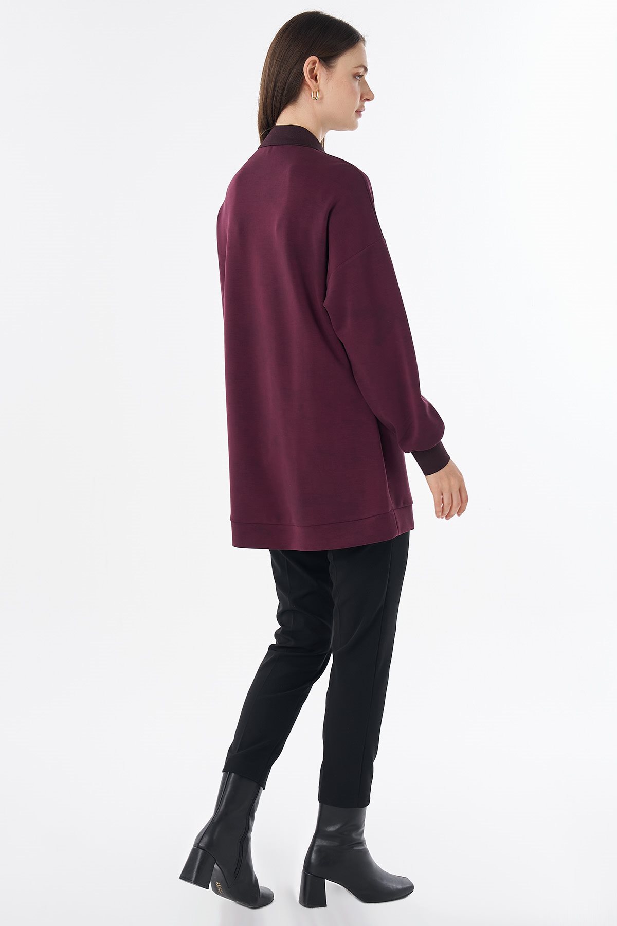 Polo-Neck Sweatshirt Burgundy