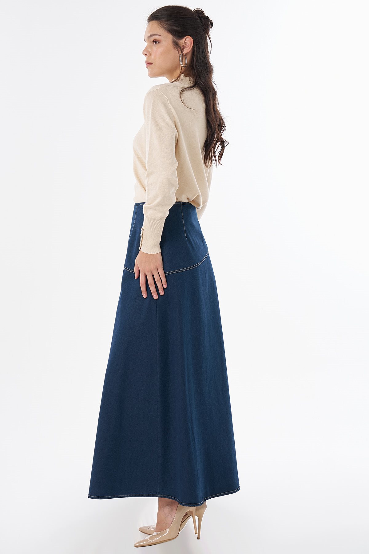 A-Line Denim Skirt Navy