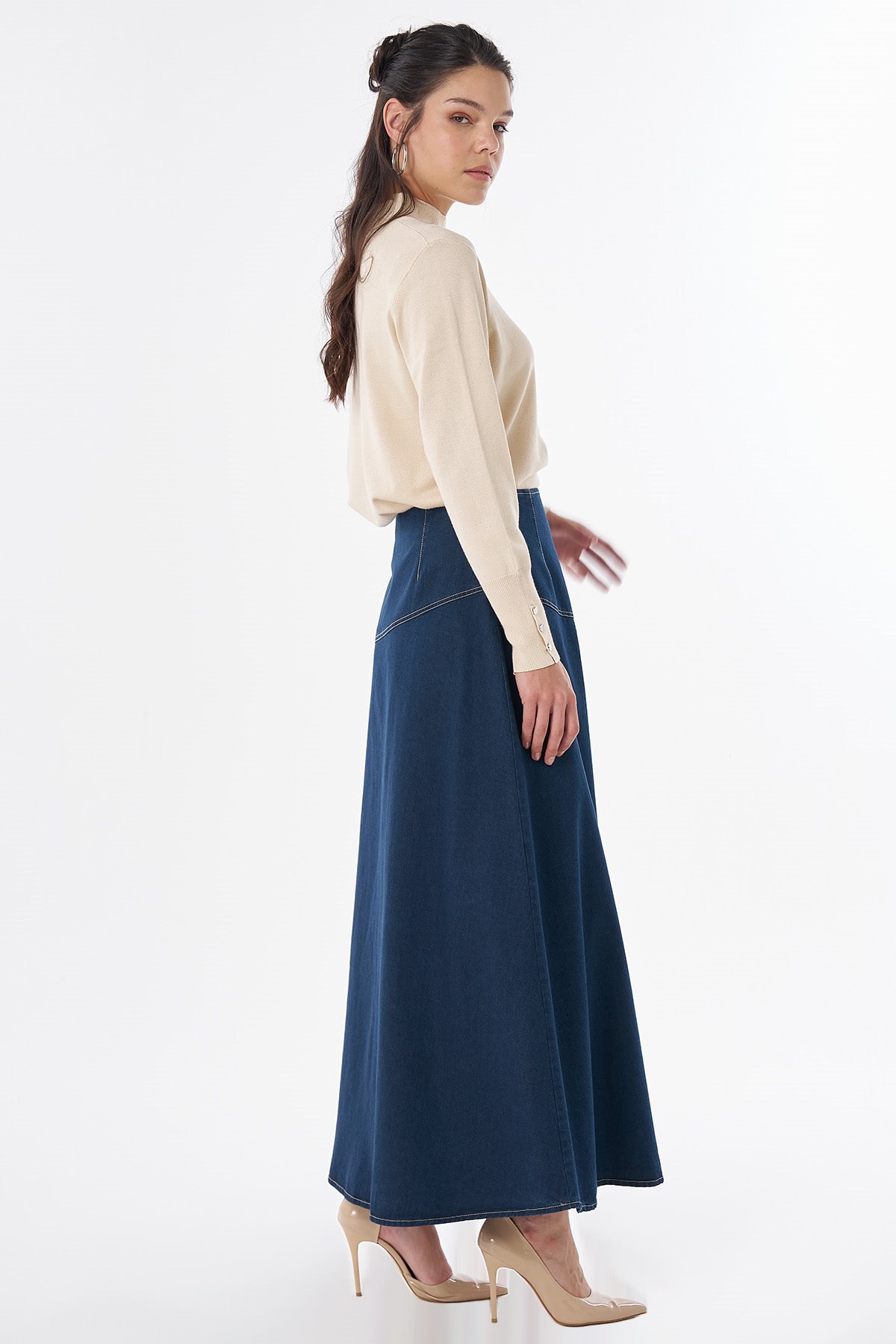 A-Line Denim Skirt Navy