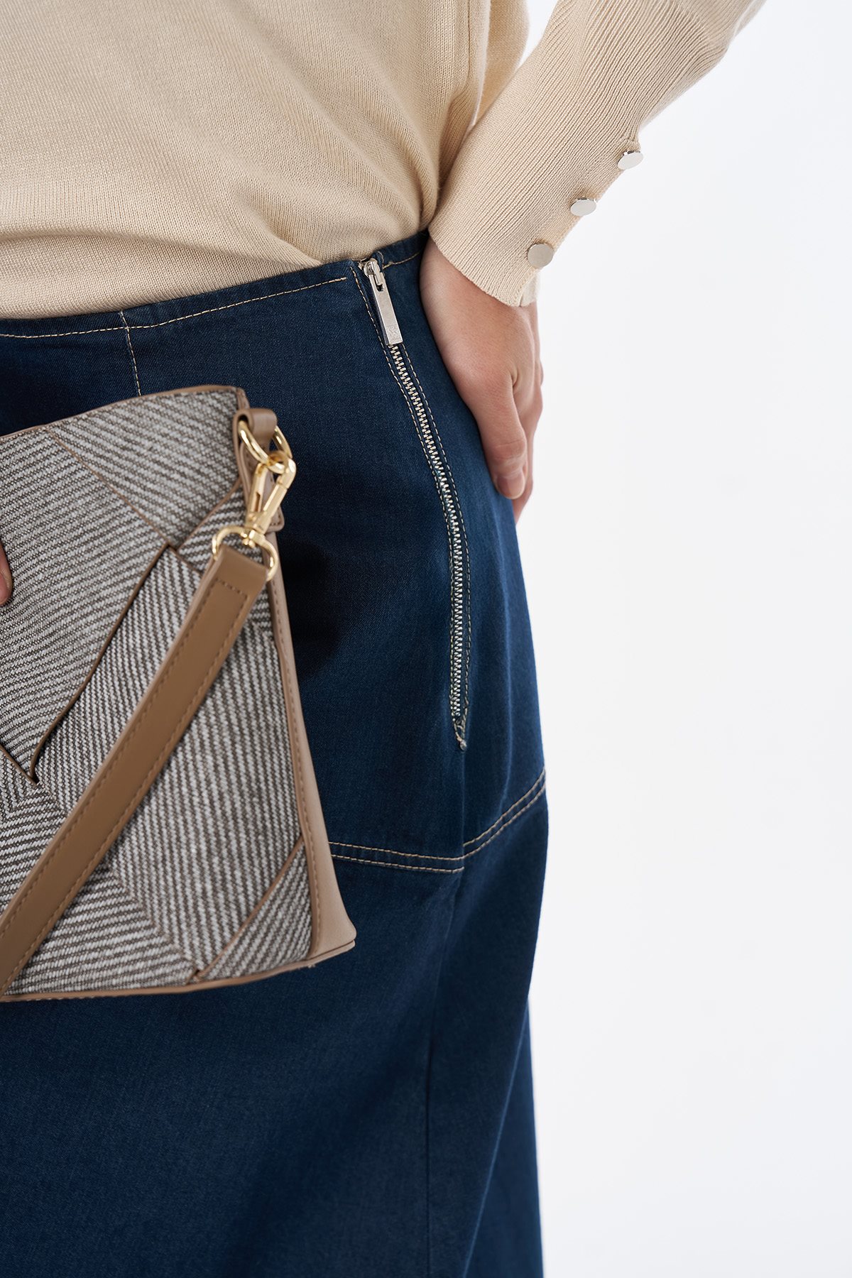 A-Line Denim Skirt Navy