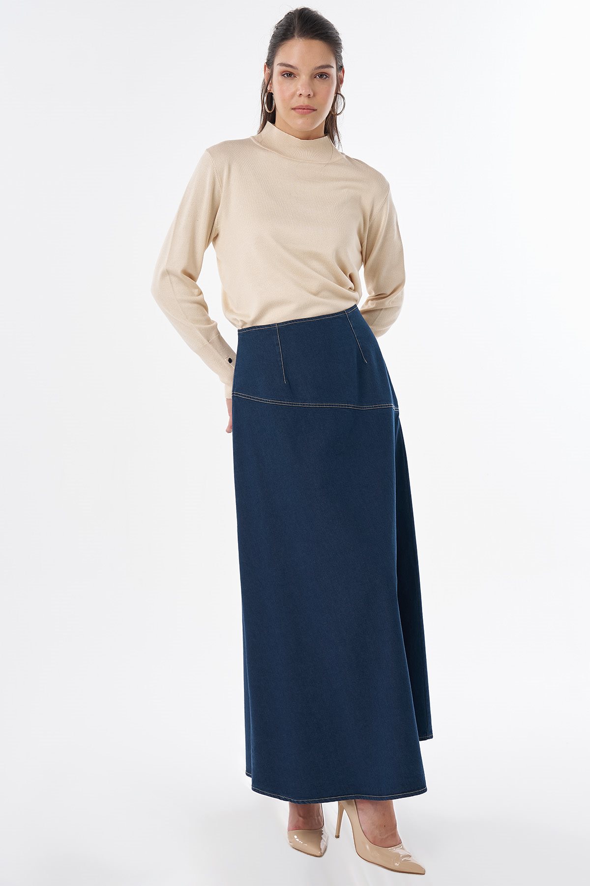 A-Line Denim Skirt Navy