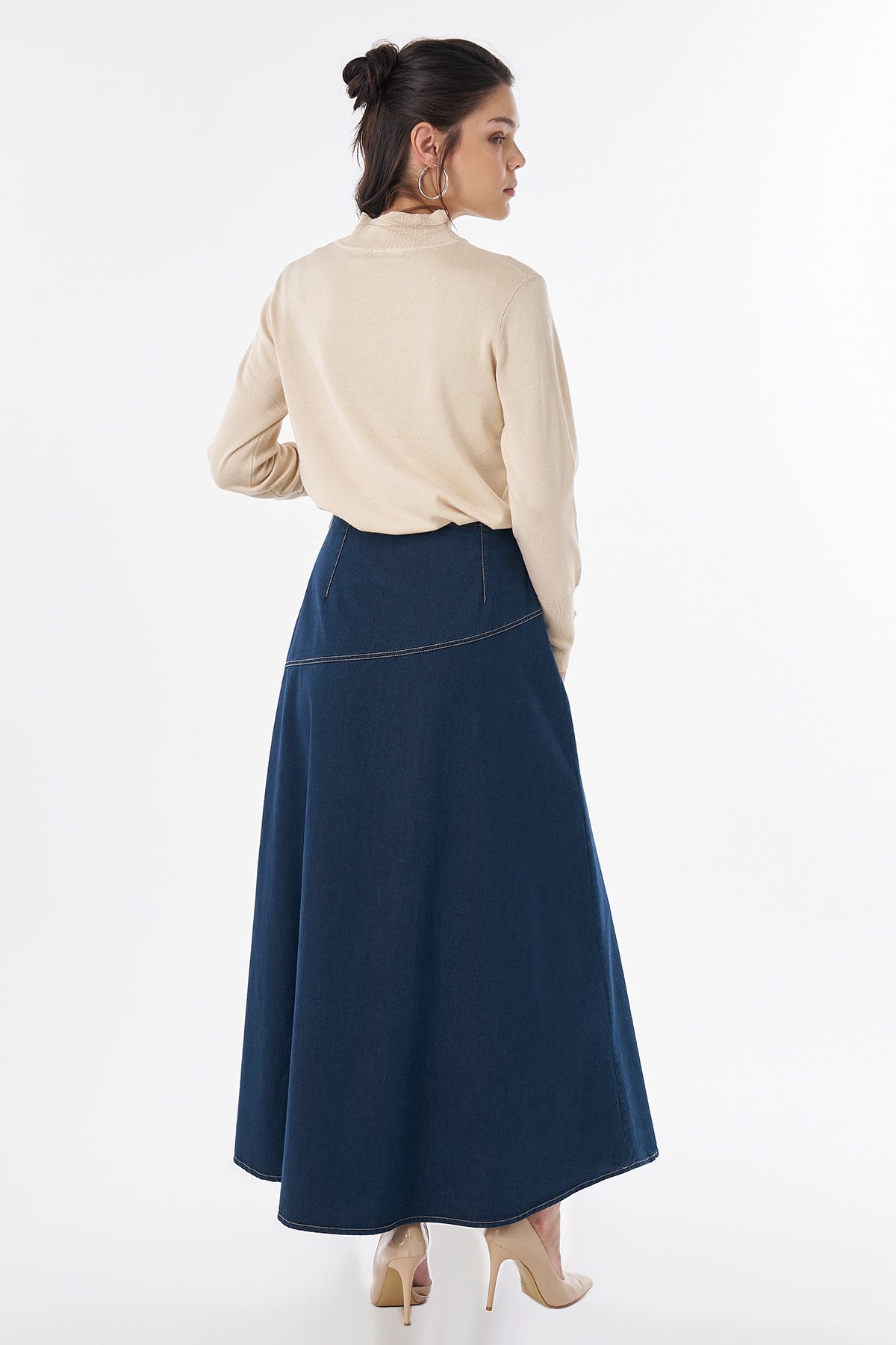 A-Line Denim Skirt Navy