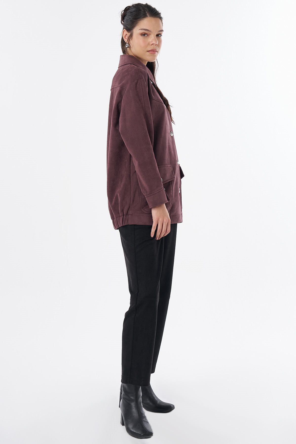 Torba Cepli Süet Ceket Bordo