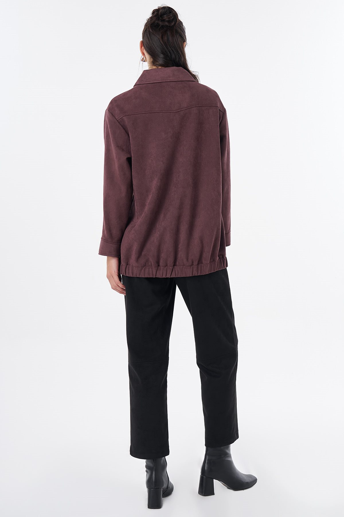 Torba Cepli Süet Ceket Bordo