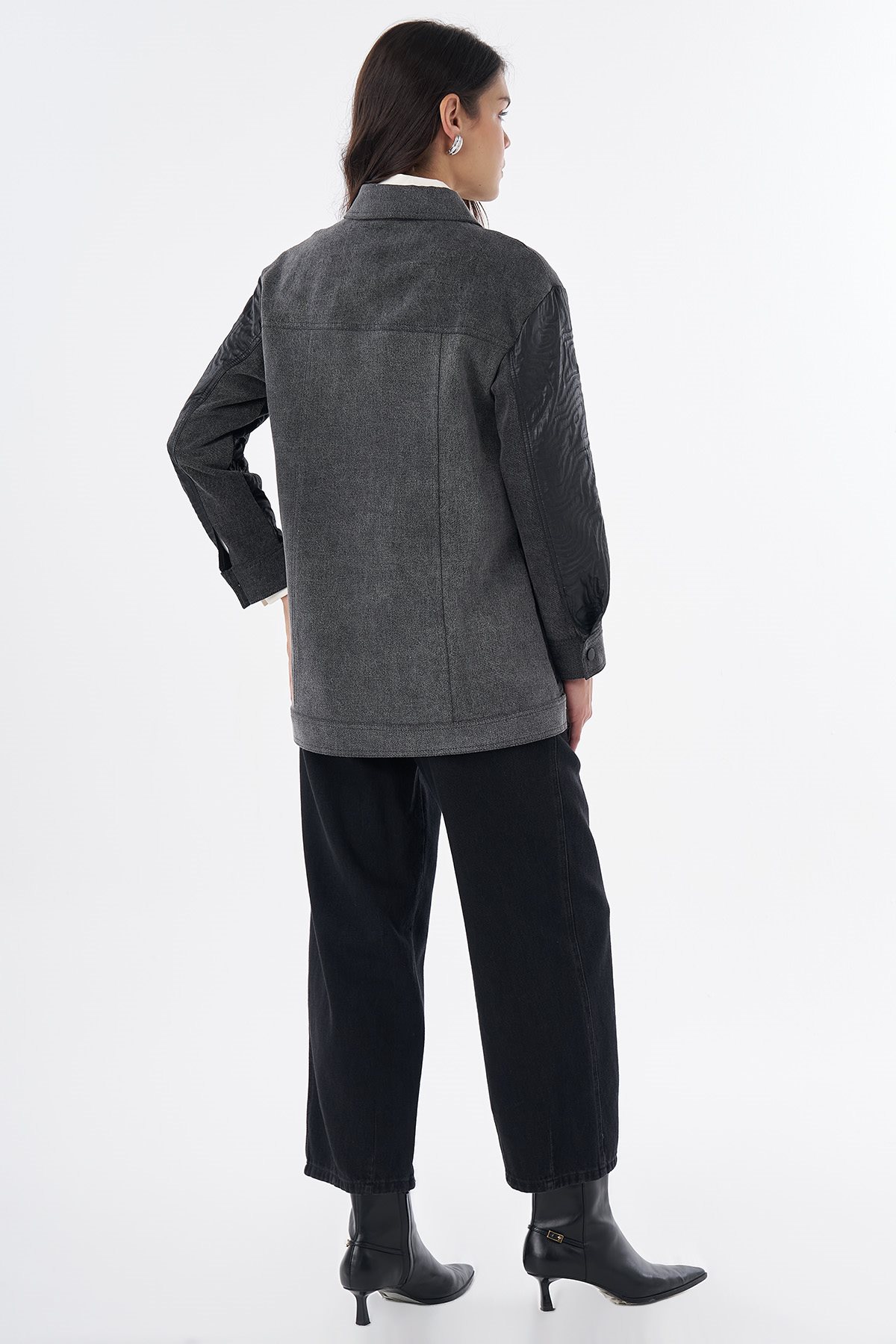 Flap Pocket Jacquard Jacket Black