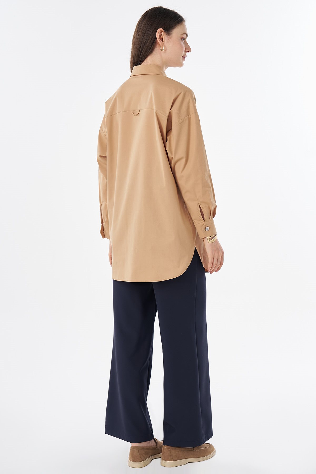 Map Embroidered Cotton Tunic Camel