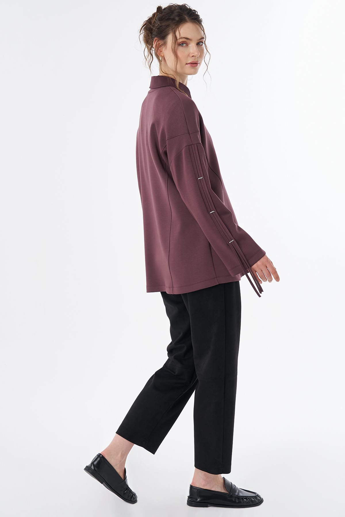Taş Detaylı Rayon Sweatshirt Bordo