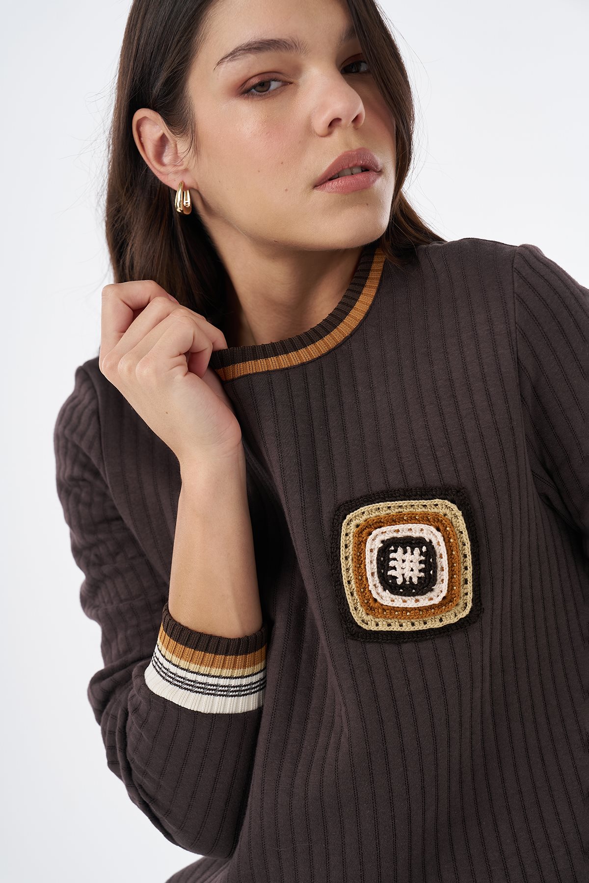 Motif-Detail Sweatshirt Brown