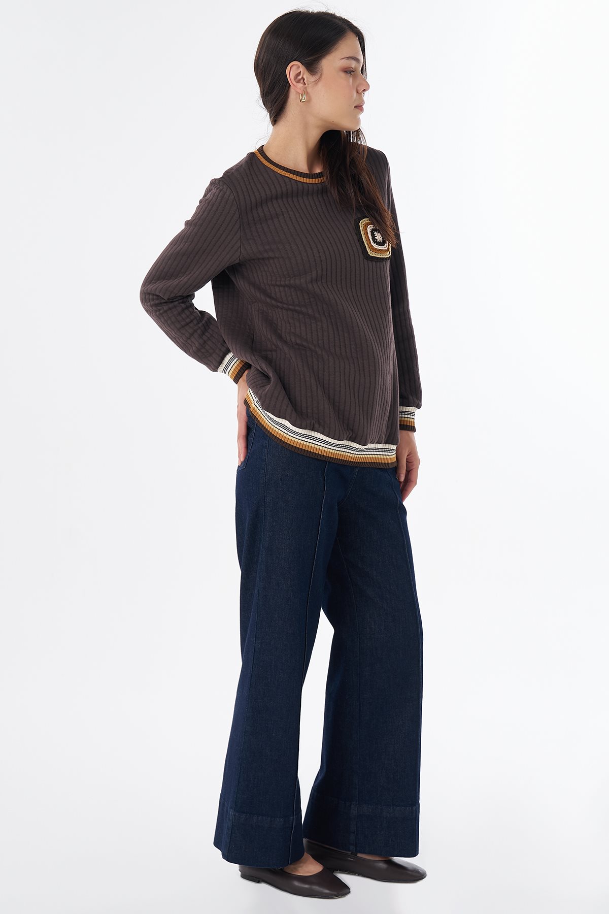 Motif-Detail Sweatshirt Brown