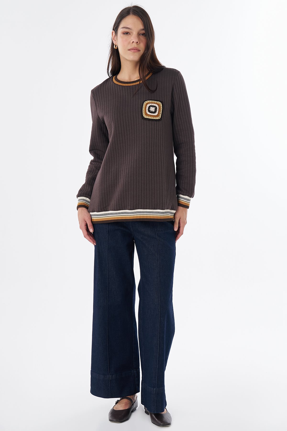 Motif-Detail Sweatshirt Brown