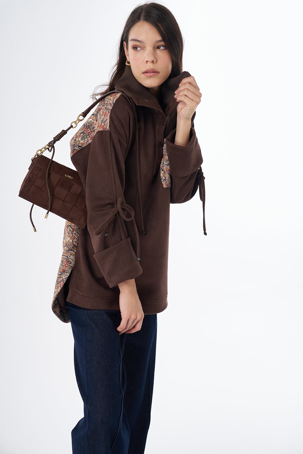 Garnili Süet Sweatshirt Kahve