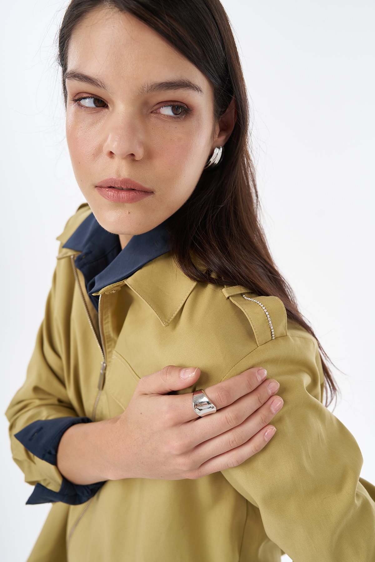 Flap Pocket Lyocell Blouse Green