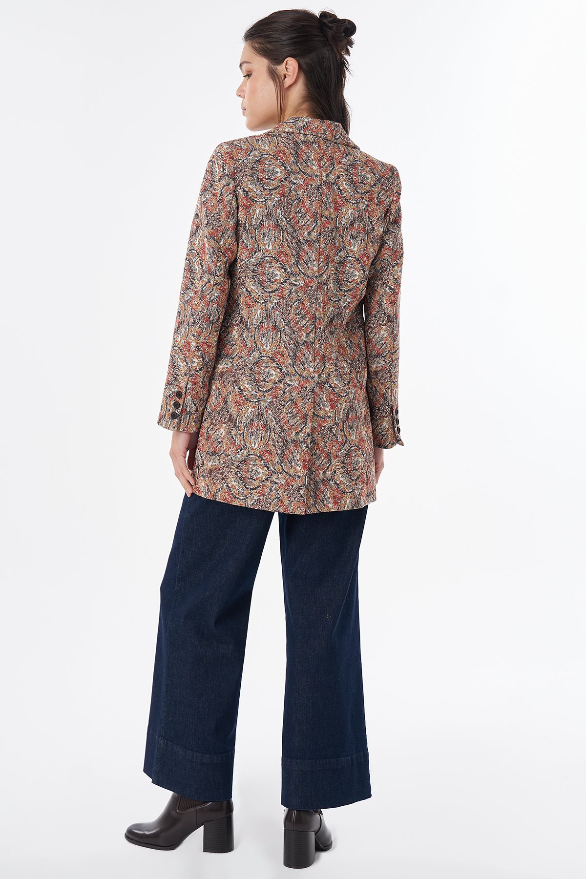Karma Desen Blazer Ceket Kahve