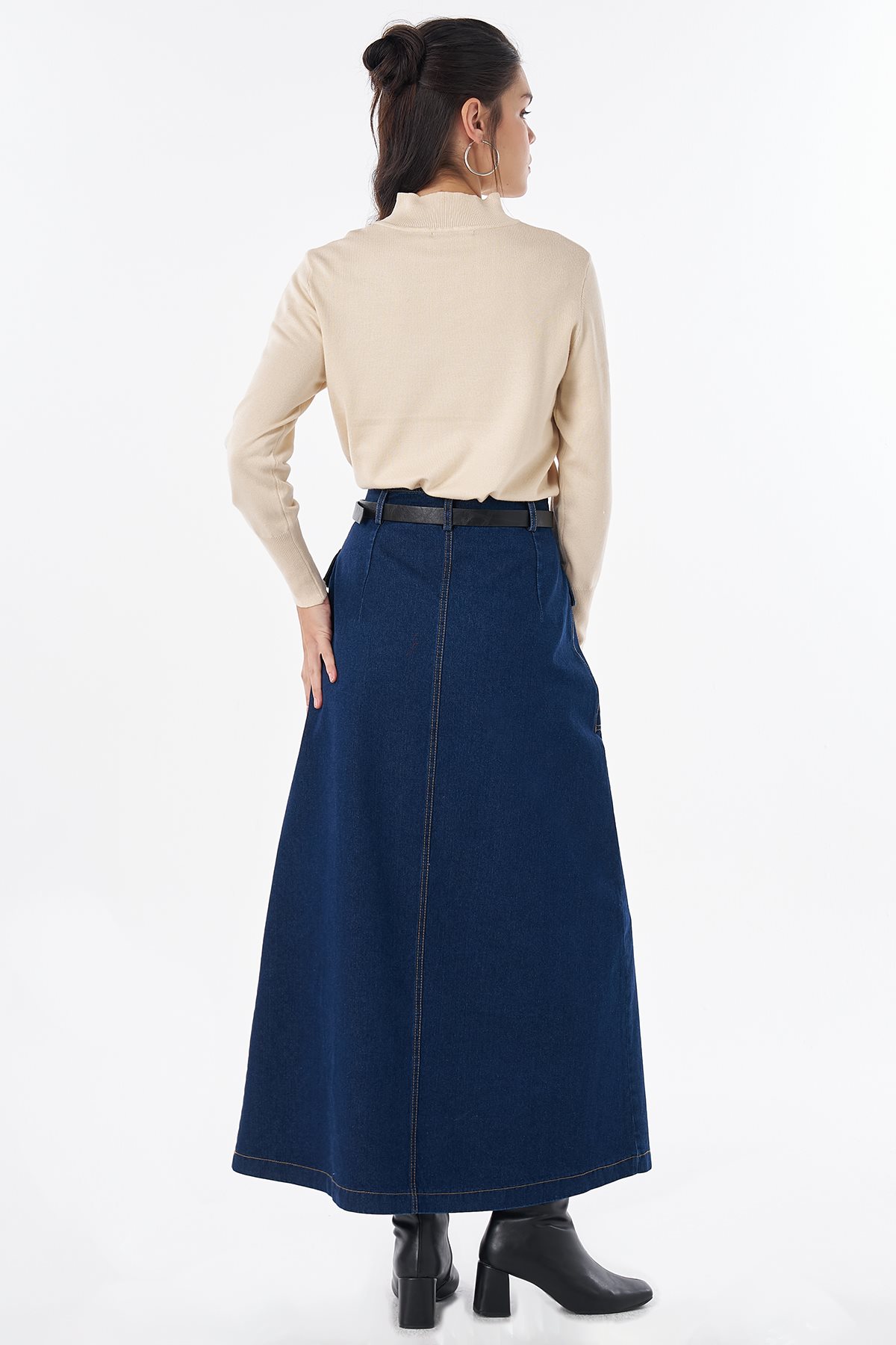 Torba Cepli Denim Etek İndigo
