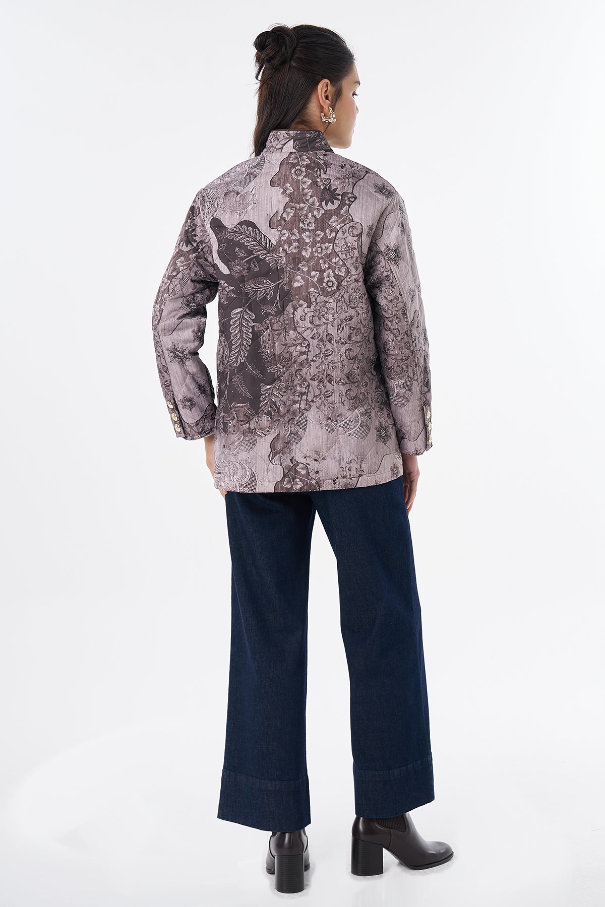 Gold Button Patterned Jacket Mink