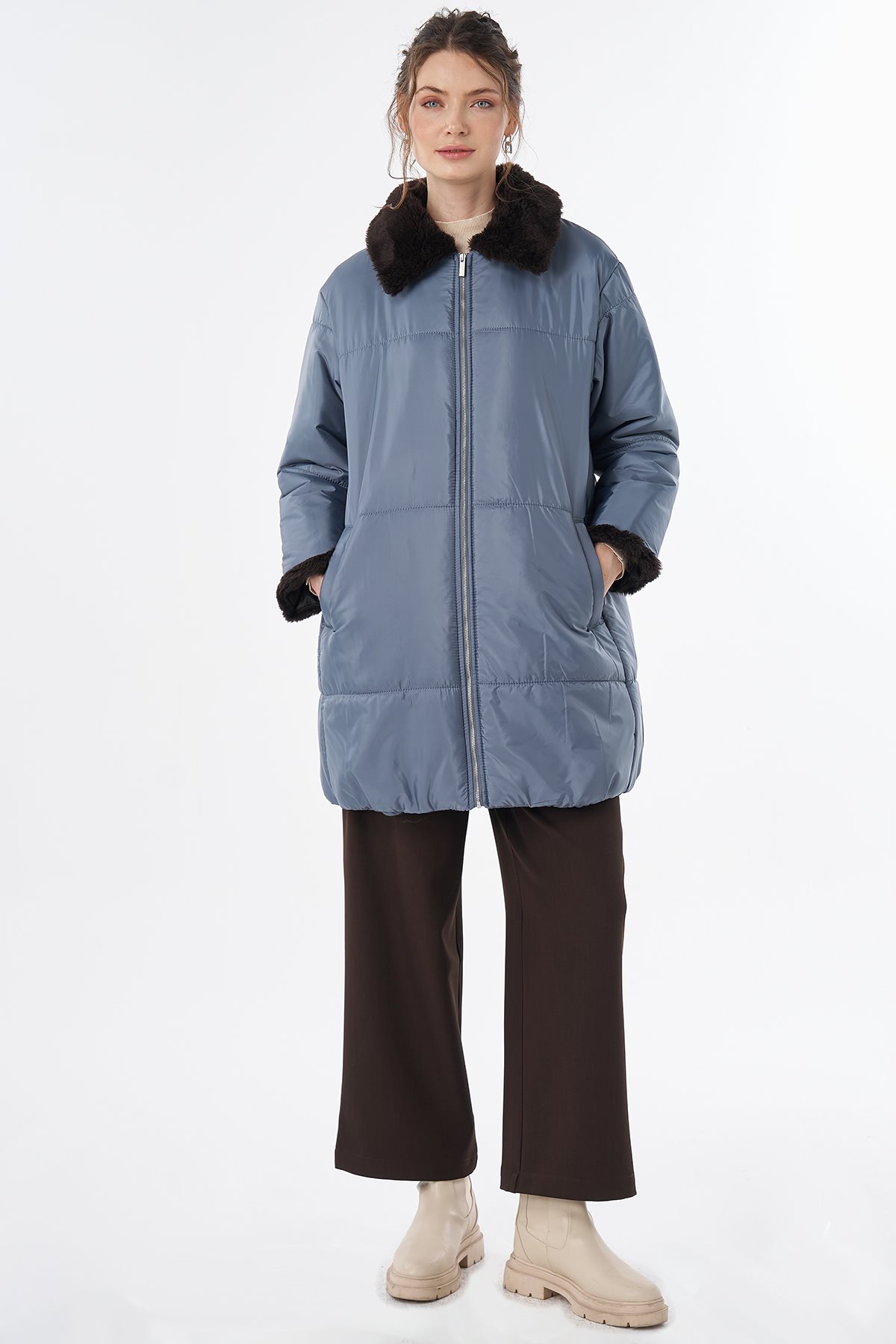 Yaka Detaylı Anorak Mont Nefti