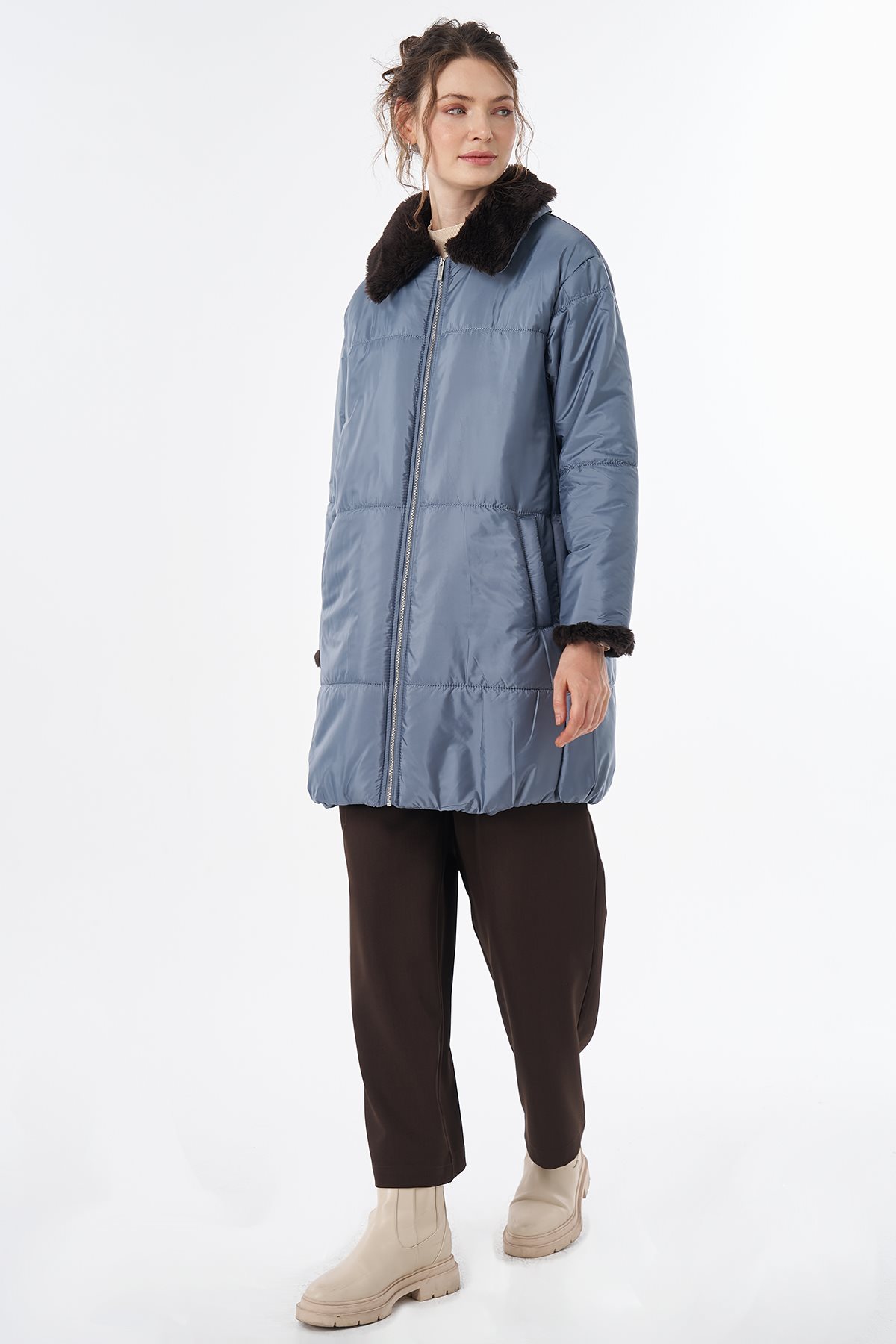 Yaka Detaylı Anorak Mont Nefti
