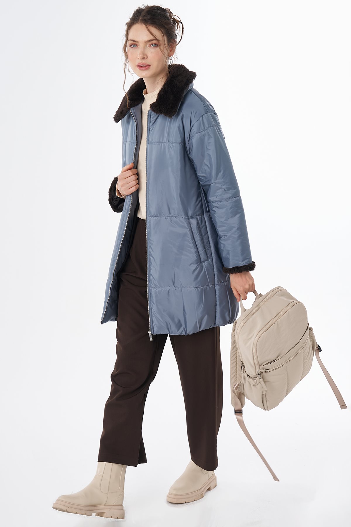 Yaka Detaylı Anorak Mont Nefti