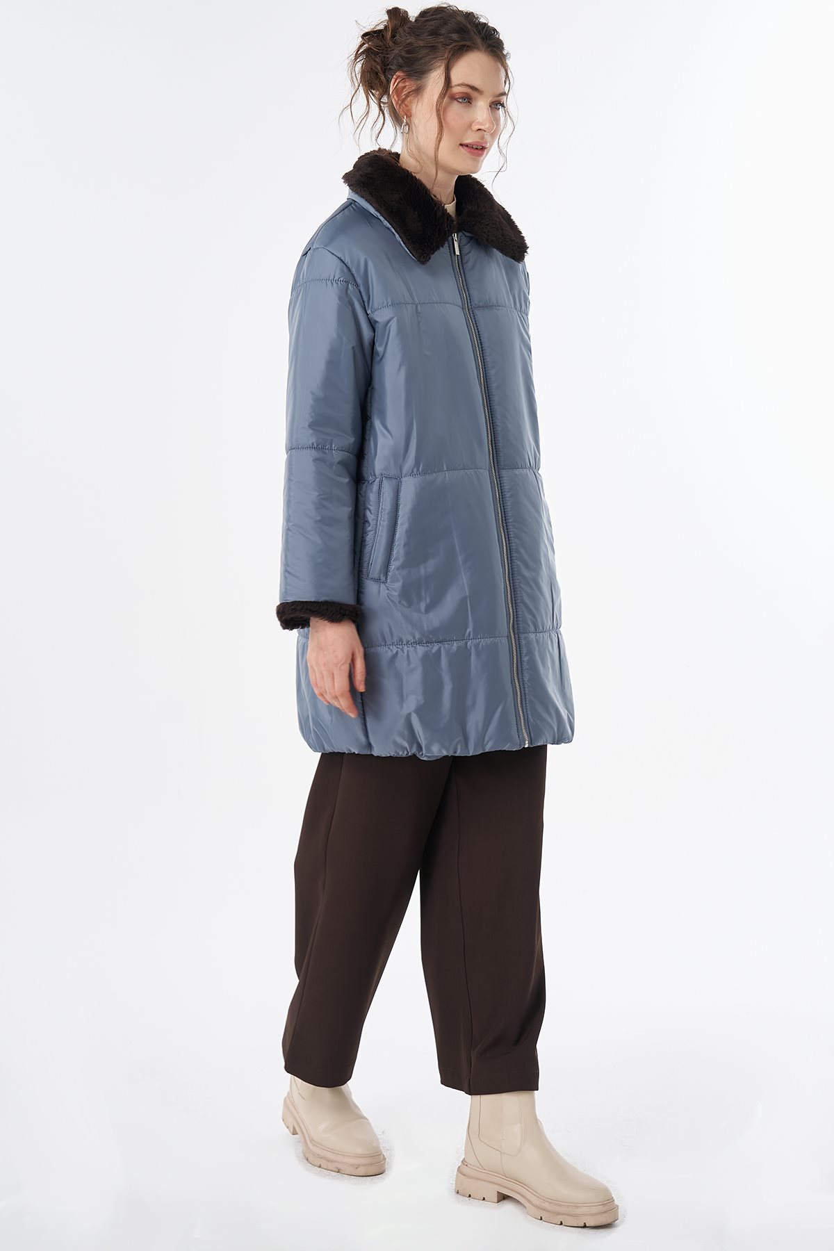 Yaka Detaylı Anorak Mont Nefti