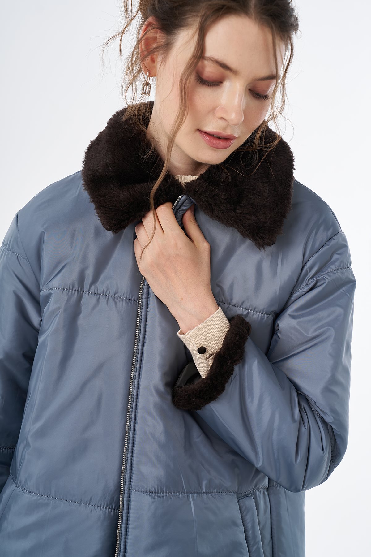 Yaka Detaylı Anorak Mont Nefti