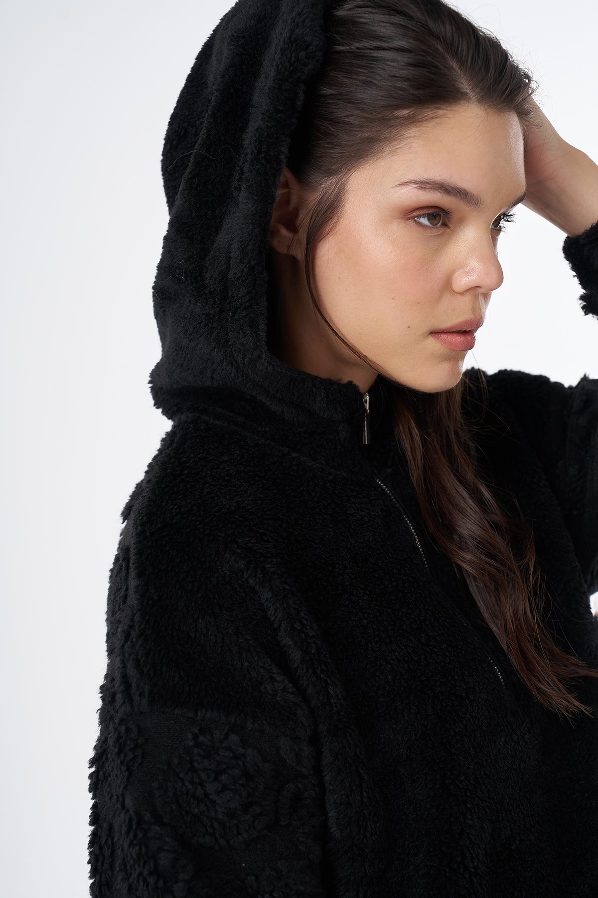 Kangaroo Pocket Plush Sweatshirt Black
