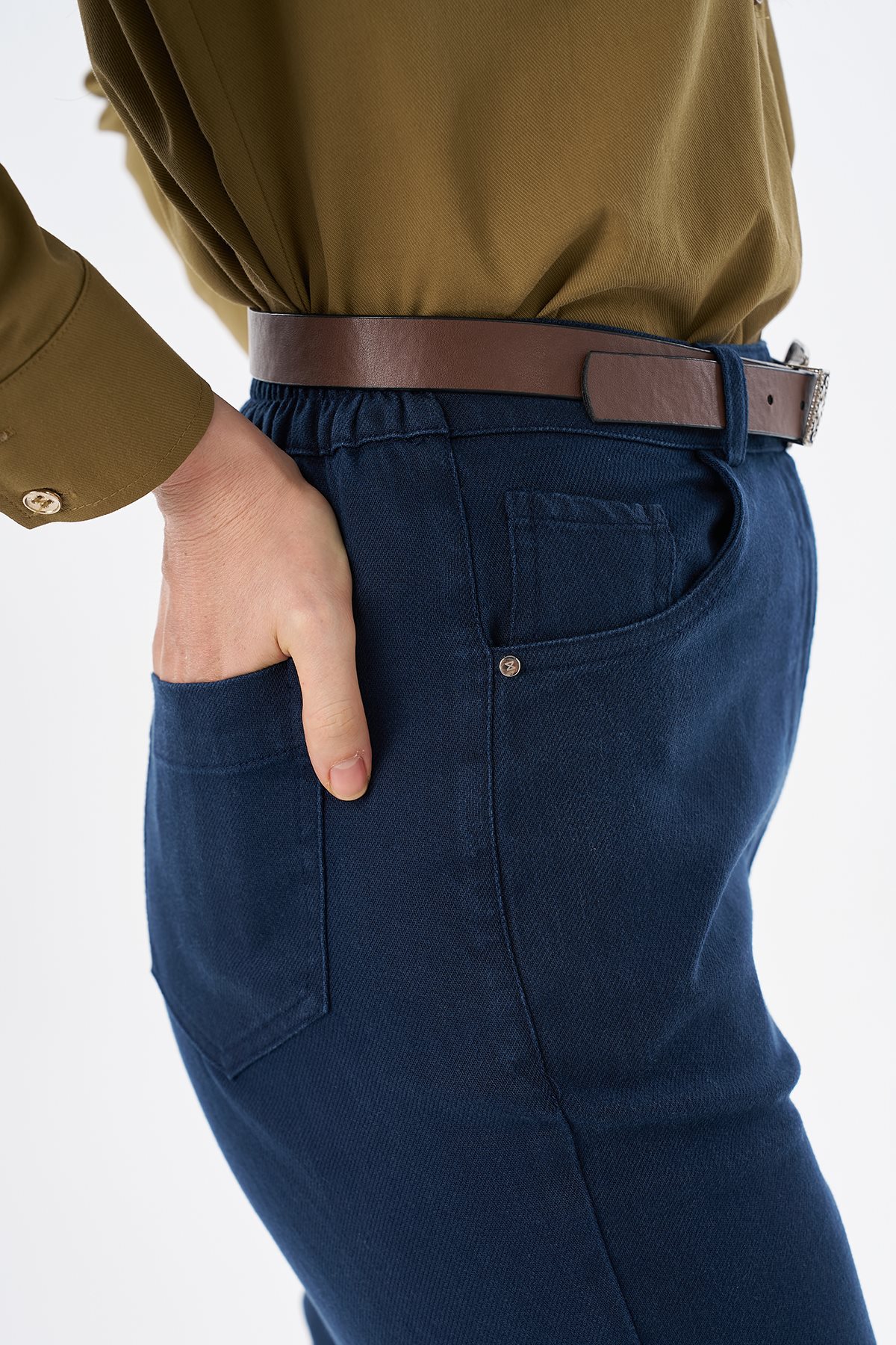 Tifsitmeli Non Denim Pantolon Lacivert