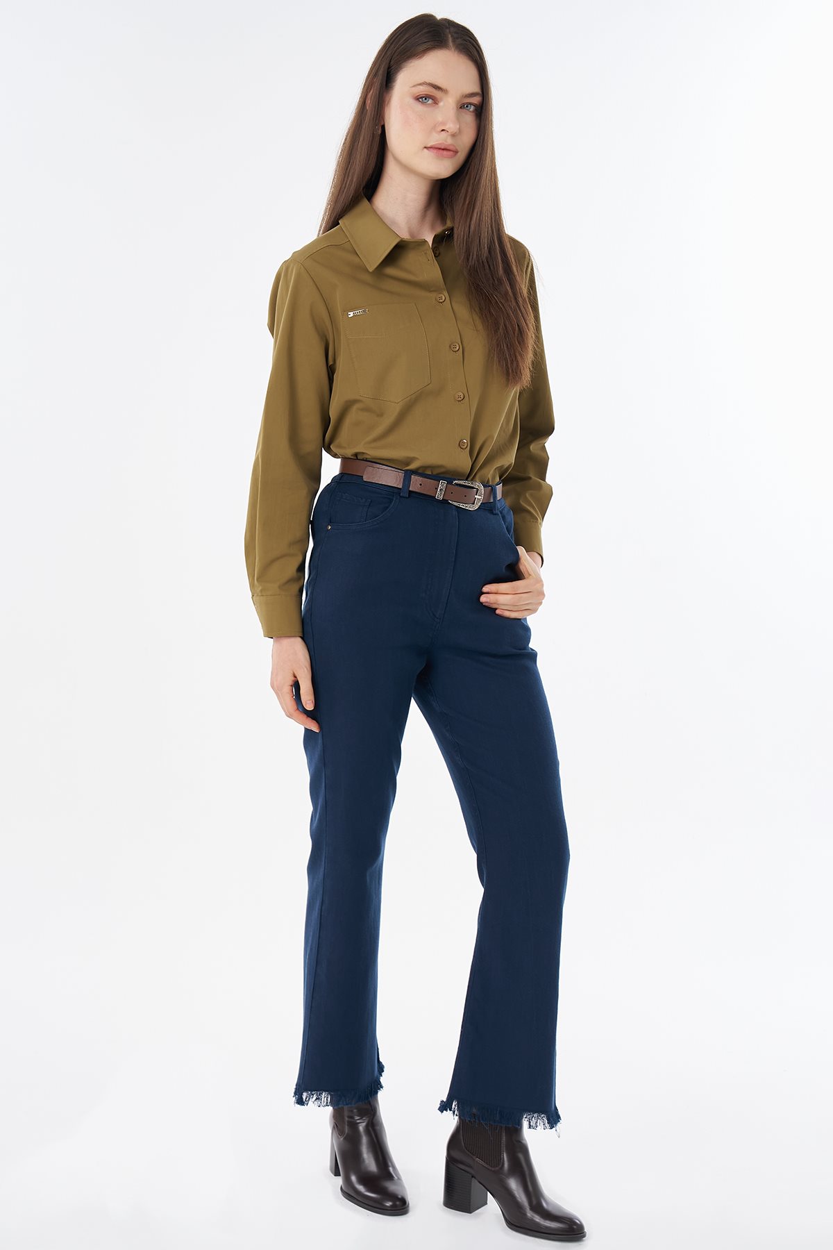 Tifsitmeli Non Denim Pantolon Lacivert