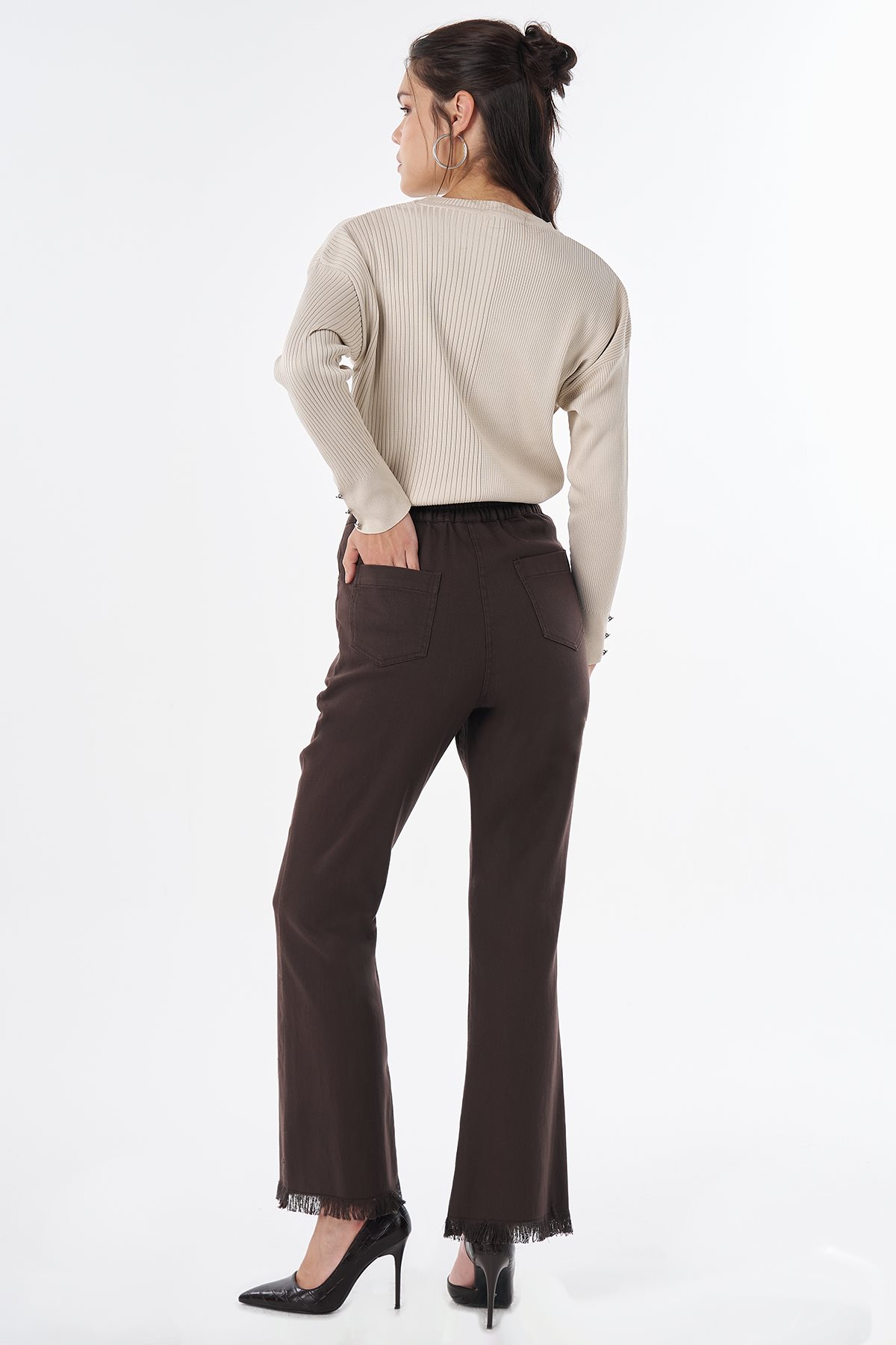 Tifsitmeli Non Denim Pantolon Kahve