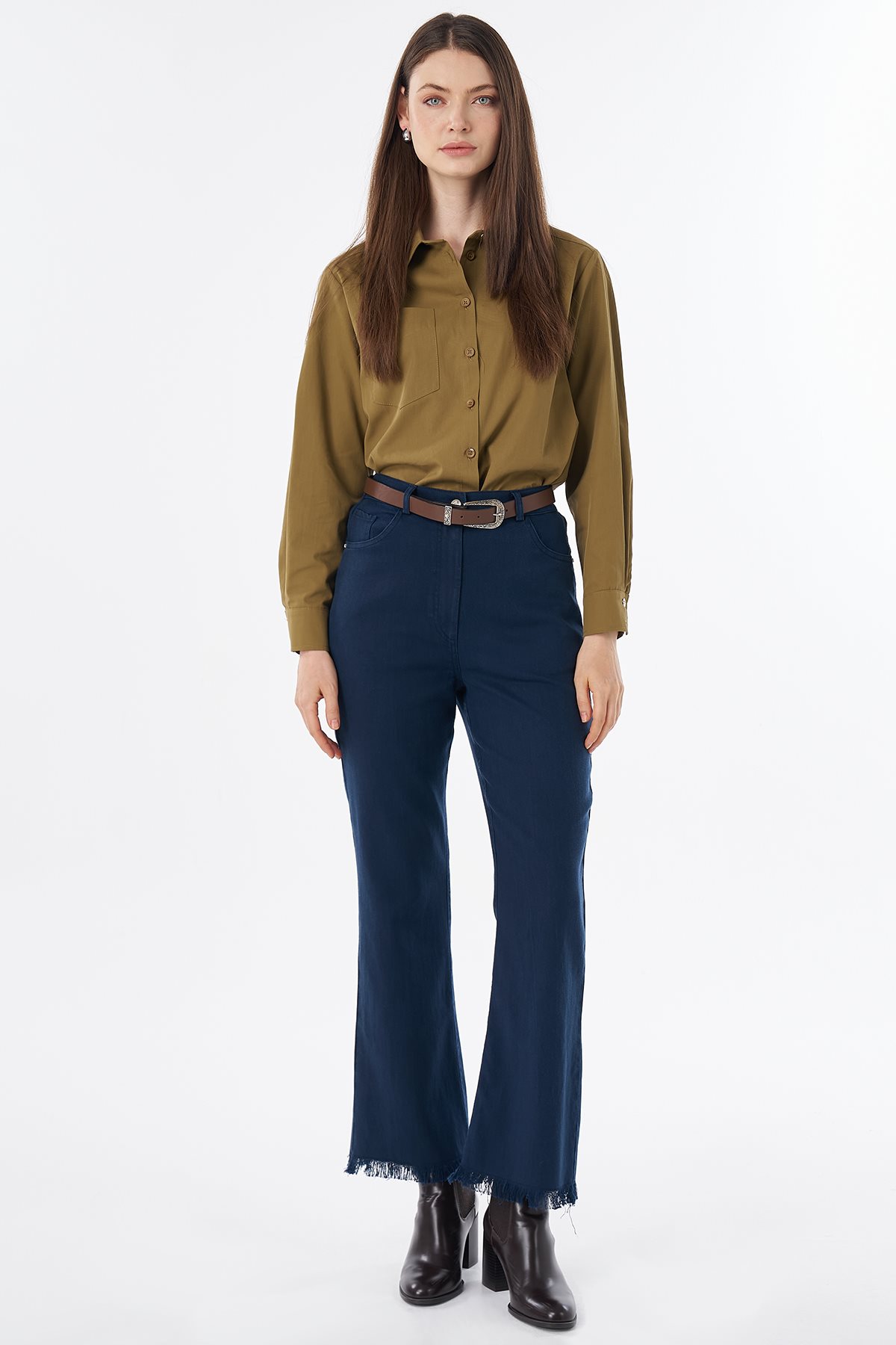 Tifsitmeli Non Denim Pantolon Lacivert