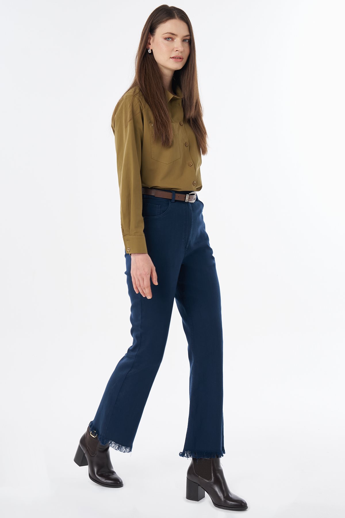 Tifsitmeli Non Denim Pantolon Lacivert
