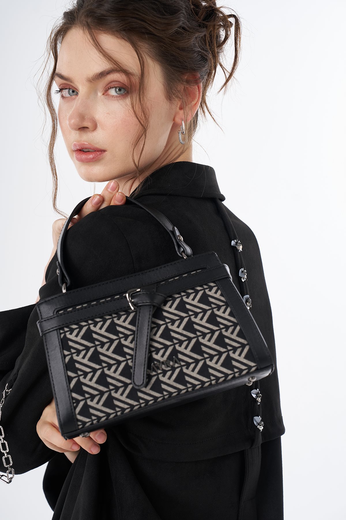 Embroidered Suede Tunic Black