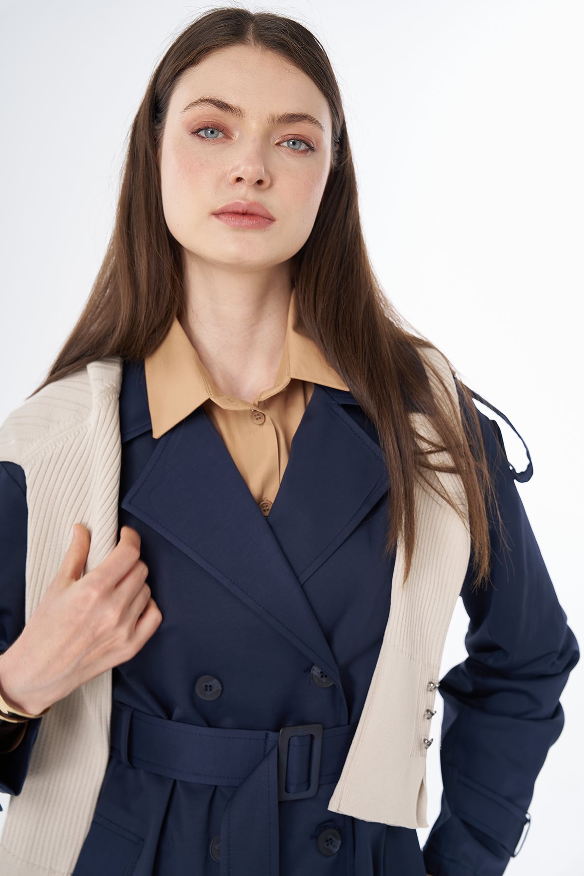 Belted Trench Coat Navy