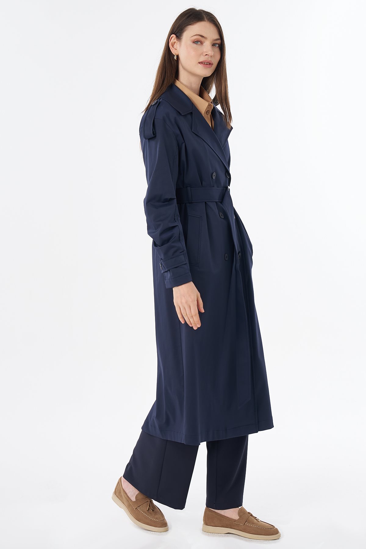 Belted Trench Coat Navy